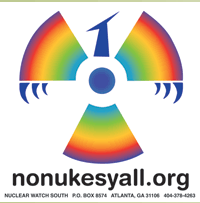 Free No Nukes Y'all stickers when you join Nuclear Watch South!