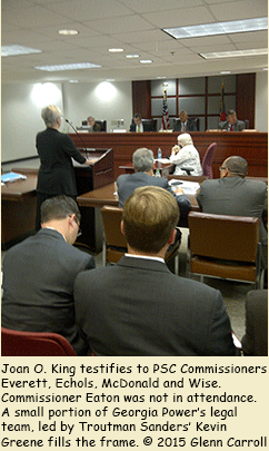 Joan King and Barbara Antonoplos gave public witness testimony at the June 23, 2015, Georgia Public Service Commission public hearing on Plant Vogtle.