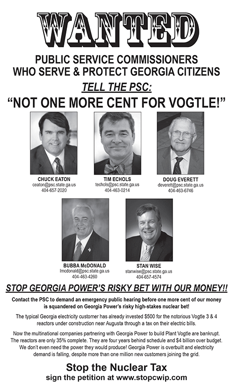 WANTED: Georgia Public Service Commissioners who will protect and serve  Georgia citizens.